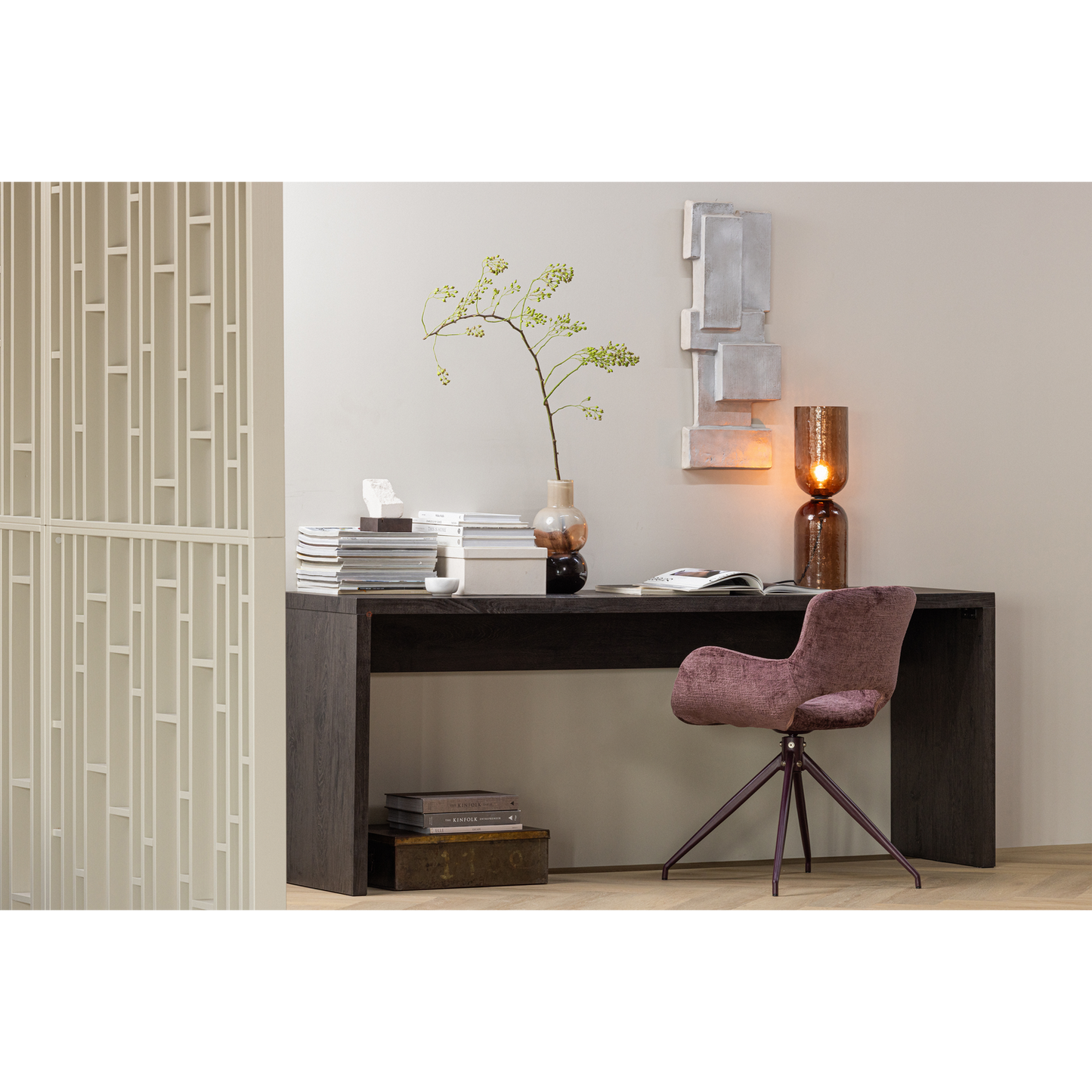 Gigi tafellamp gehamerd glas 51xo15cm bruin