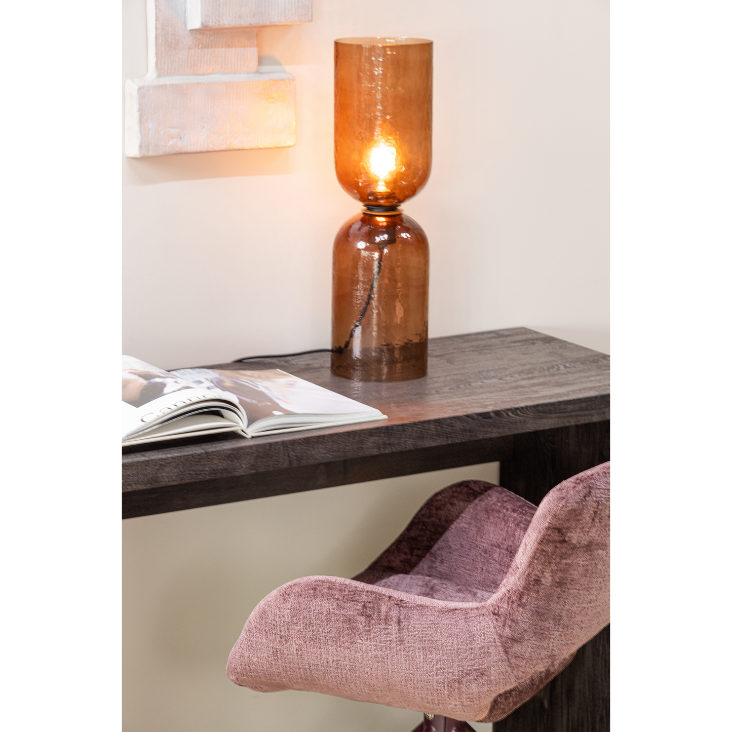 Eliva eetkamerstoel structure velvet paars - set van 2