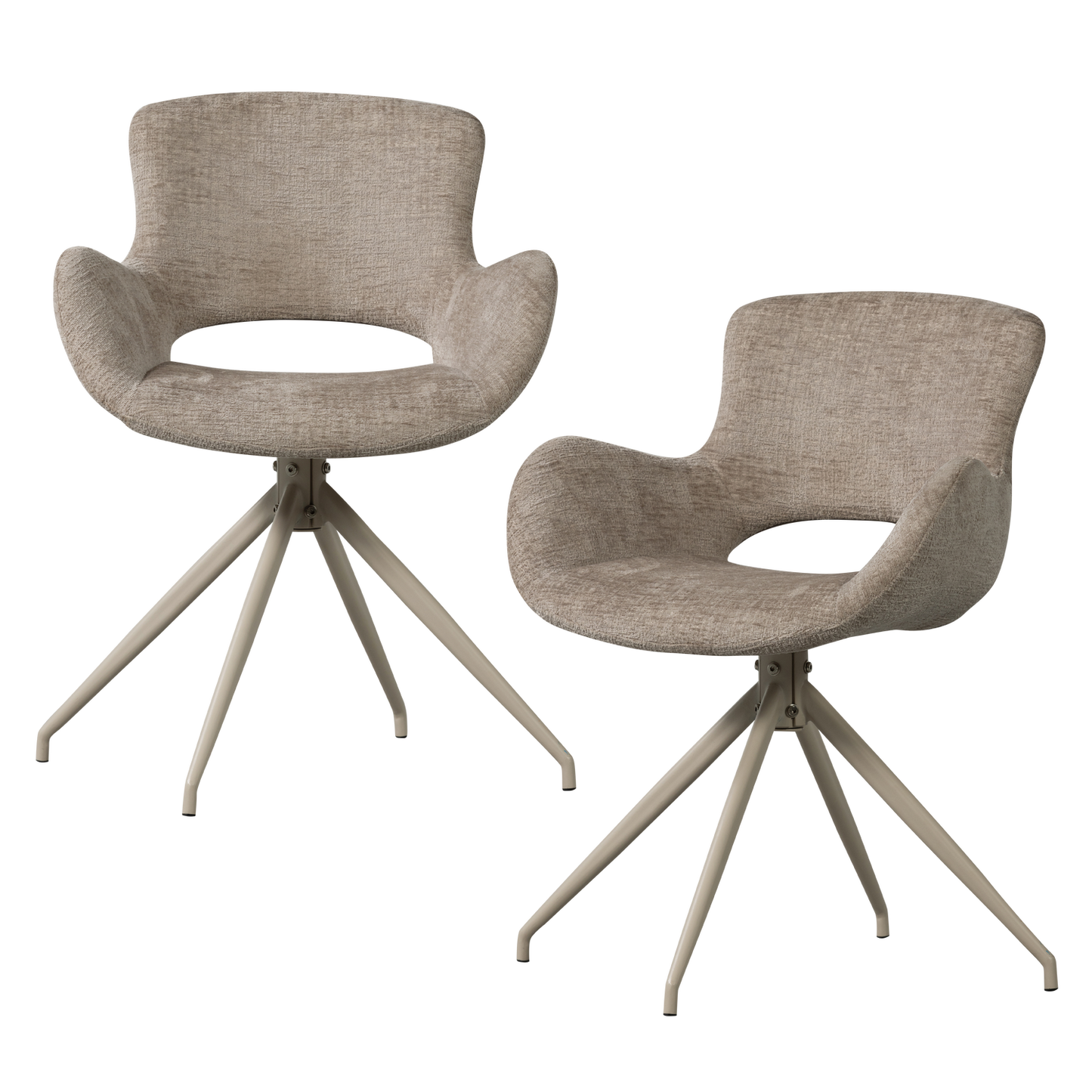 Eliva eetkamerstoel structure velvet zand - set van 2