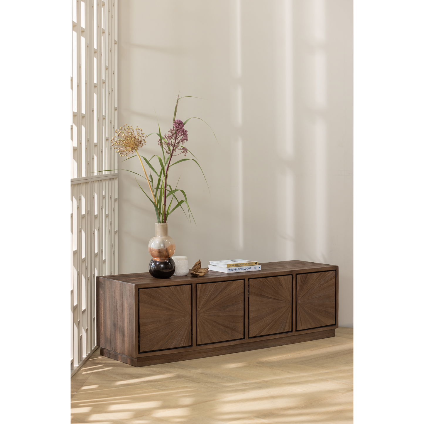 Sun tv meubel recycled teak bruin