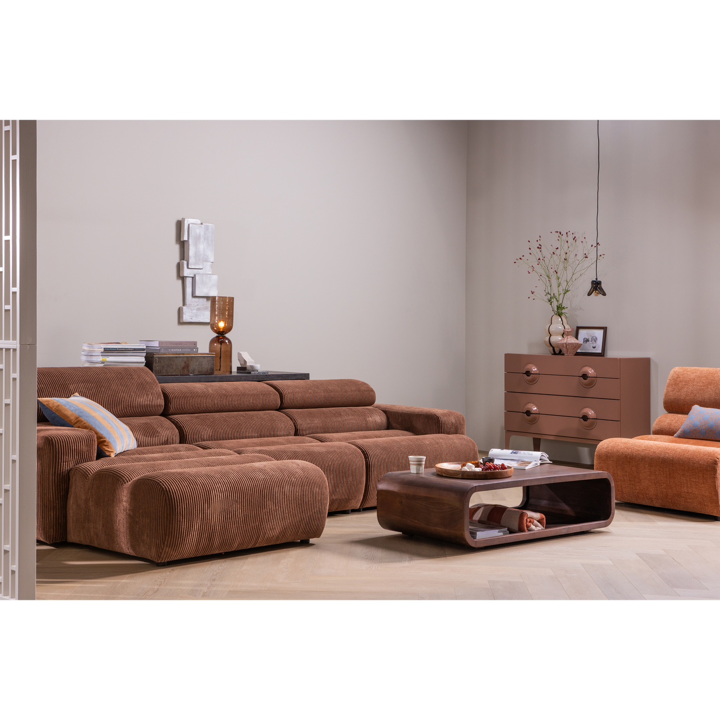 Elle hanglamp klein glas bruin