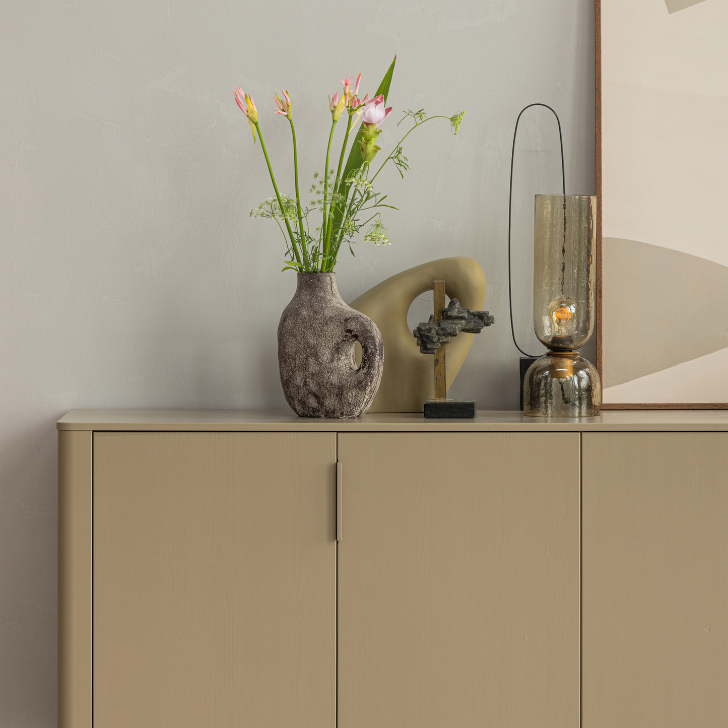 Gigi tafellamp gehamerd glas 38xo15cm naturel