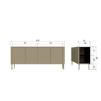Gunnar dressoir 200 cm grenen mud [fsc]