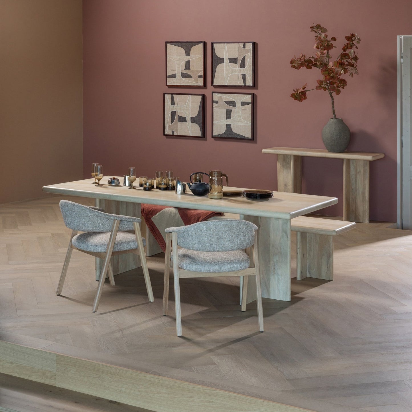 Tunar eetkamerstoel met armleuning hout naturel [fsc]