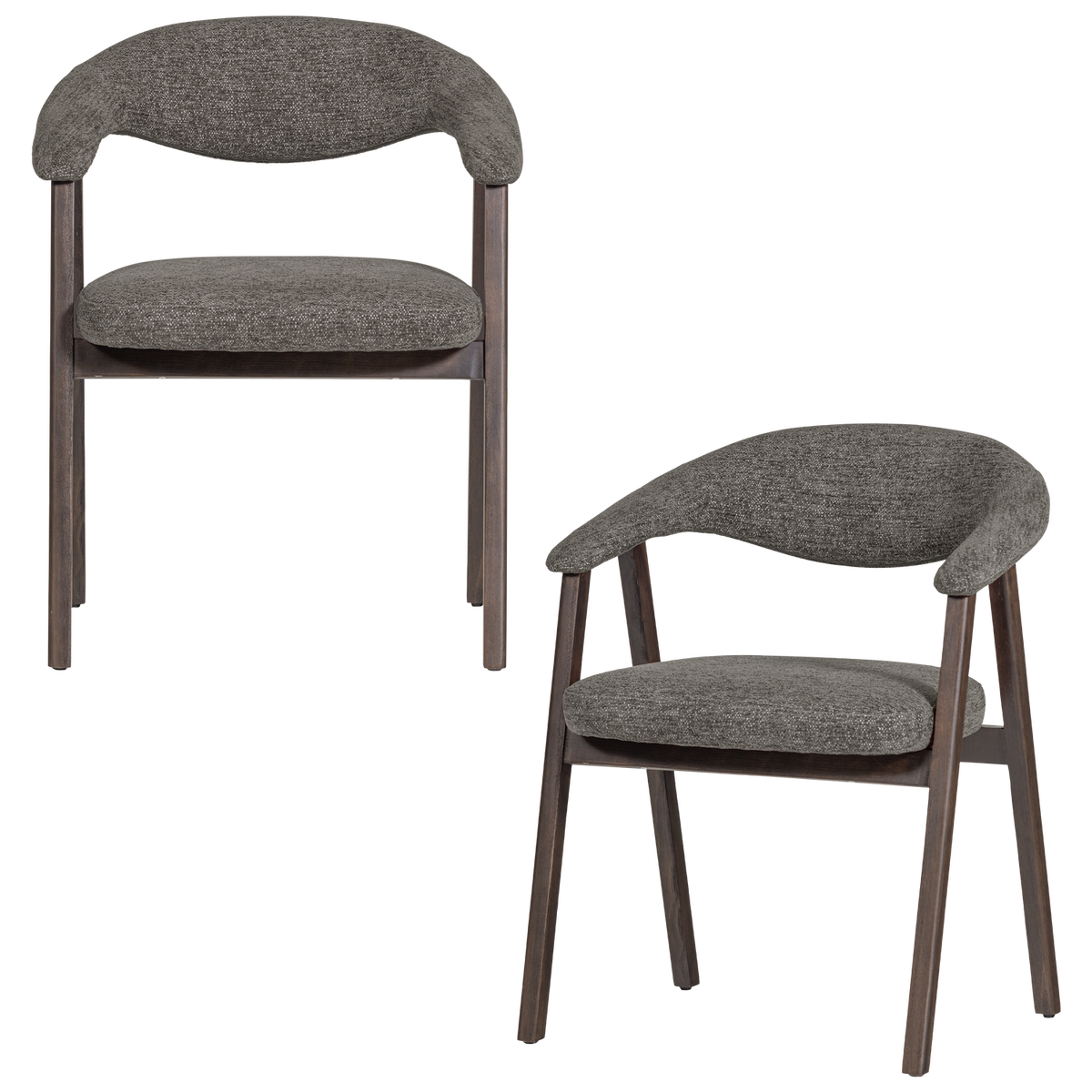 Avar japandi eetkamerstoel armleuning grijs [fsc]