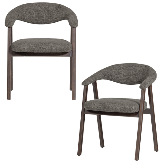 Avar japandi eetkamerstoel armleuning grijs [fsc]