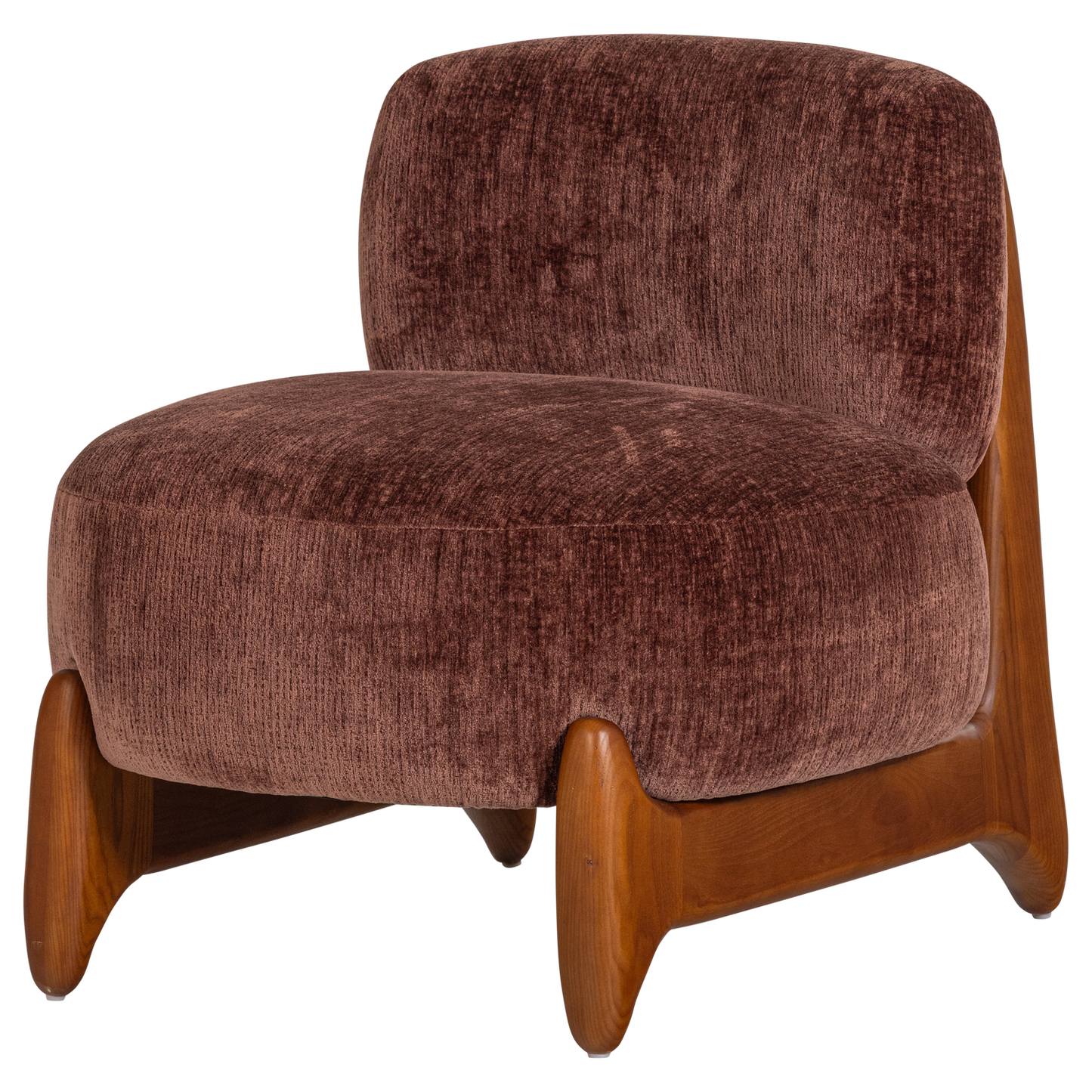 Runi fauteuil hout/velvet paars/bruin [fsc]