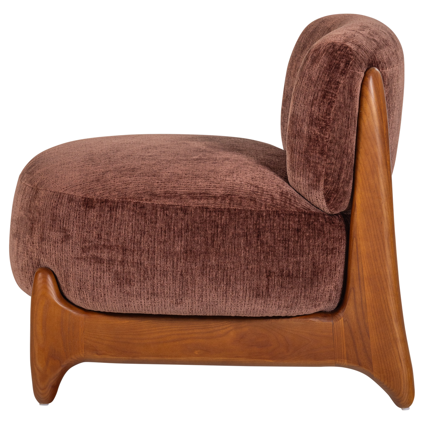 Runi fauteuil hout/velvet paars/bruin [fsc]