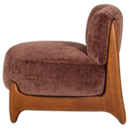 Runi fauteuil hout/velvet paars/bruin [fsc]