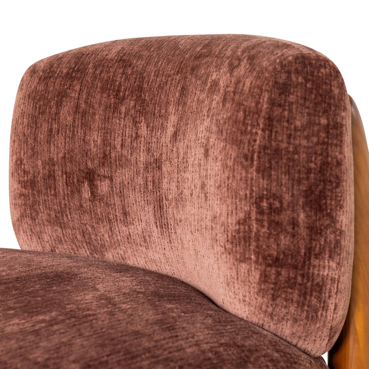 Runi fauteuil hout/velvet paars/bruin [fsc]