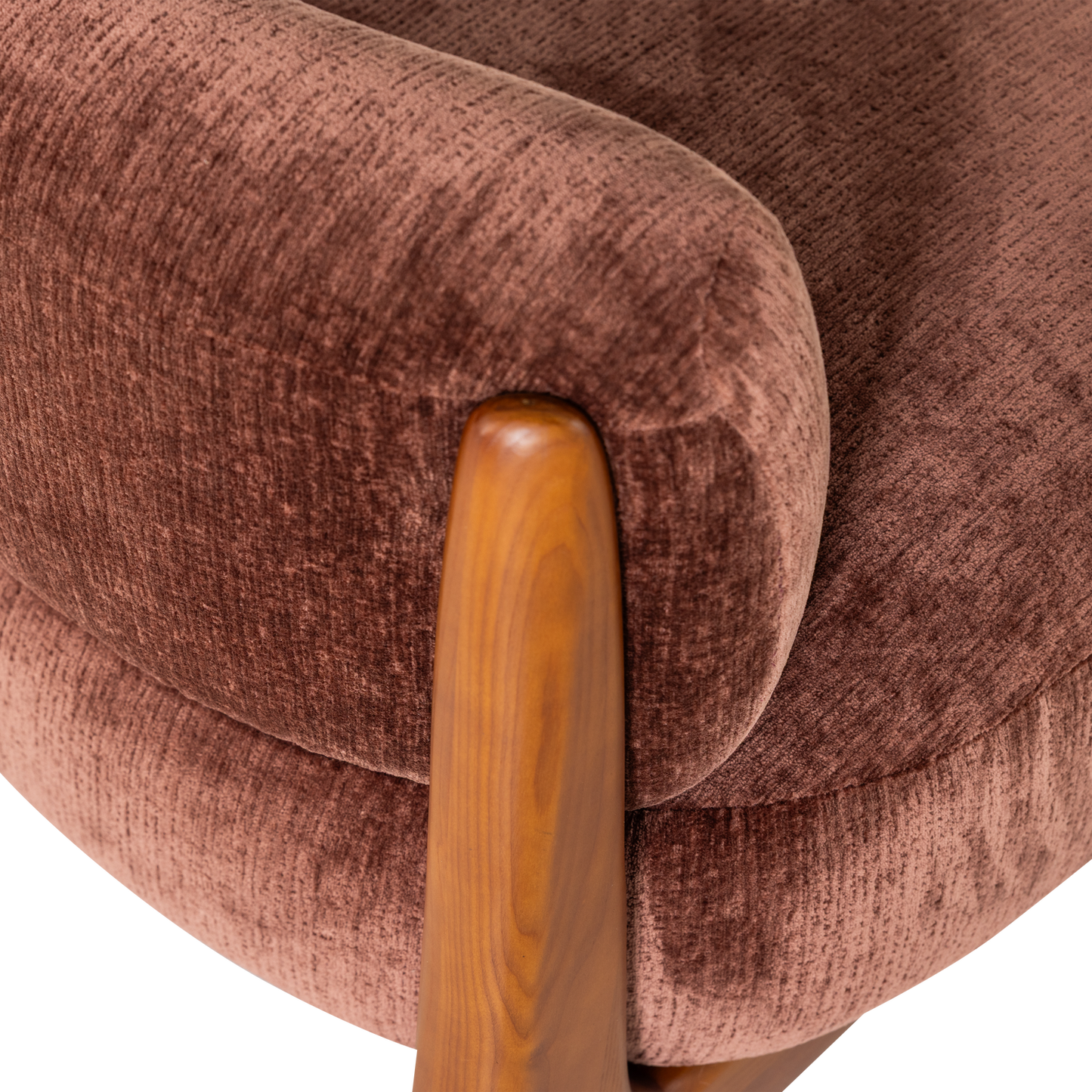 Runi fauteuil hout/velvet paars/bruin [fsc]