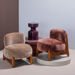 Runi fauteuil hout/velvet paars/bruin [fsc]