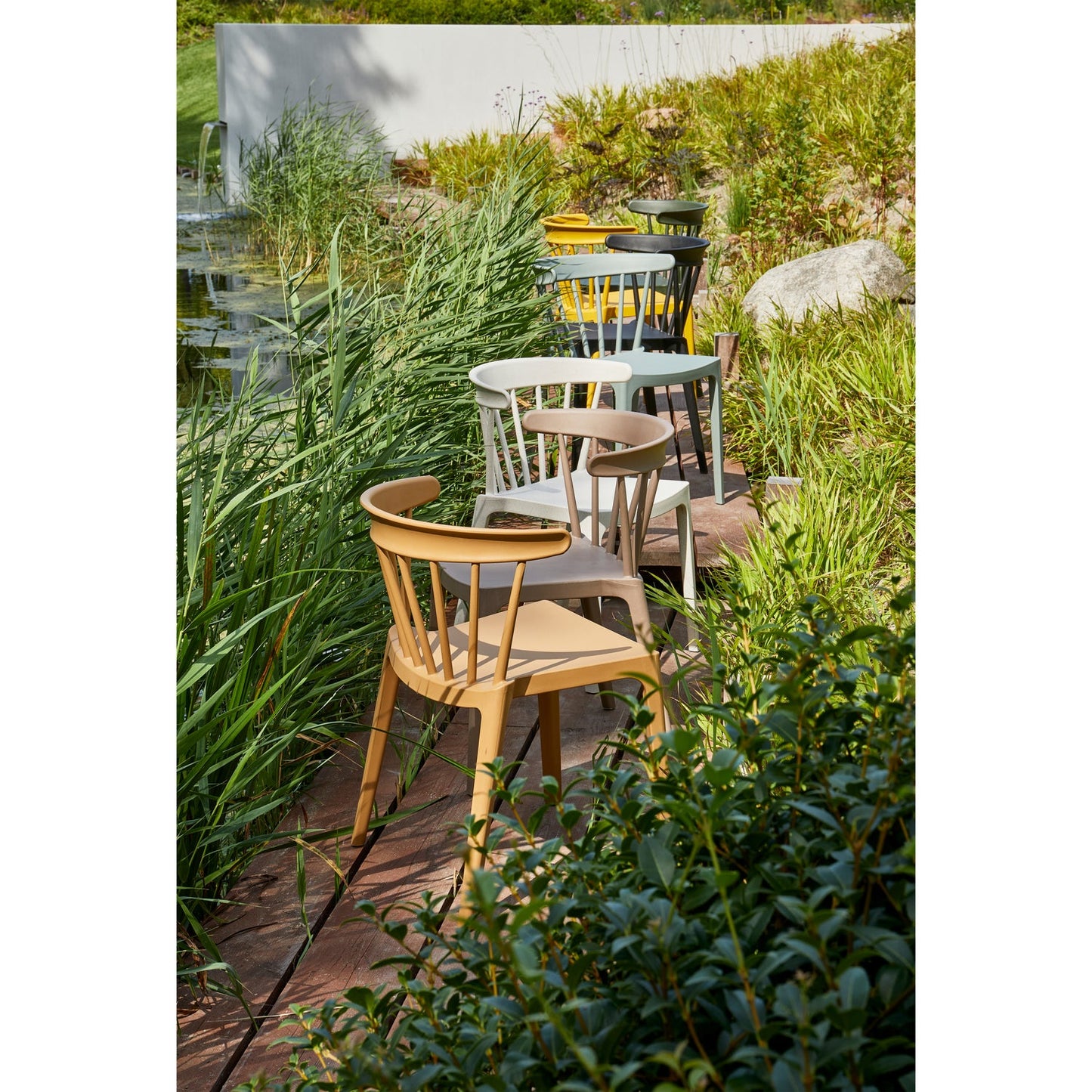 Bliss tuinstoel met spijlen karamel melange