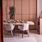 Base eetkamerstoel fluweel melange zand