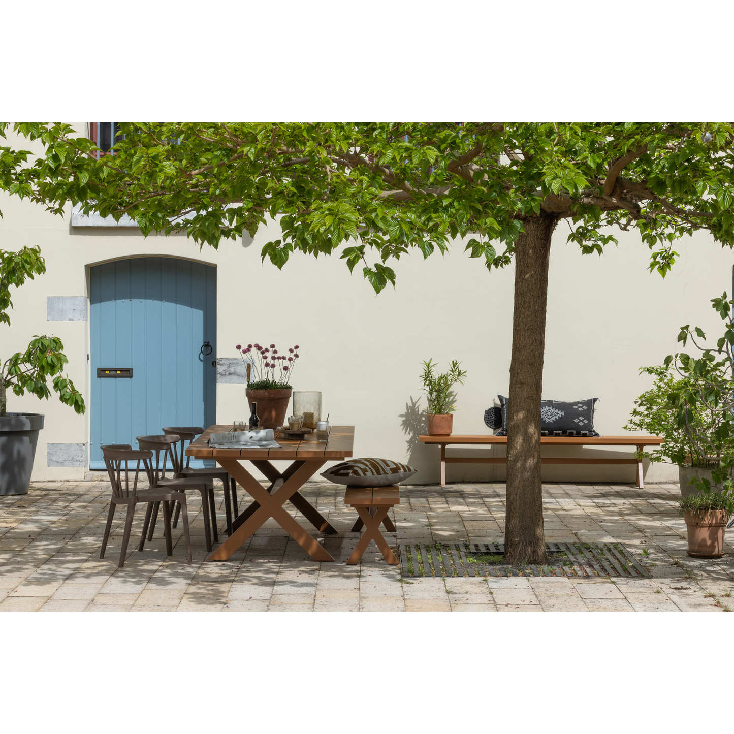 Bliss tuinstoel met spijlen bruin melange