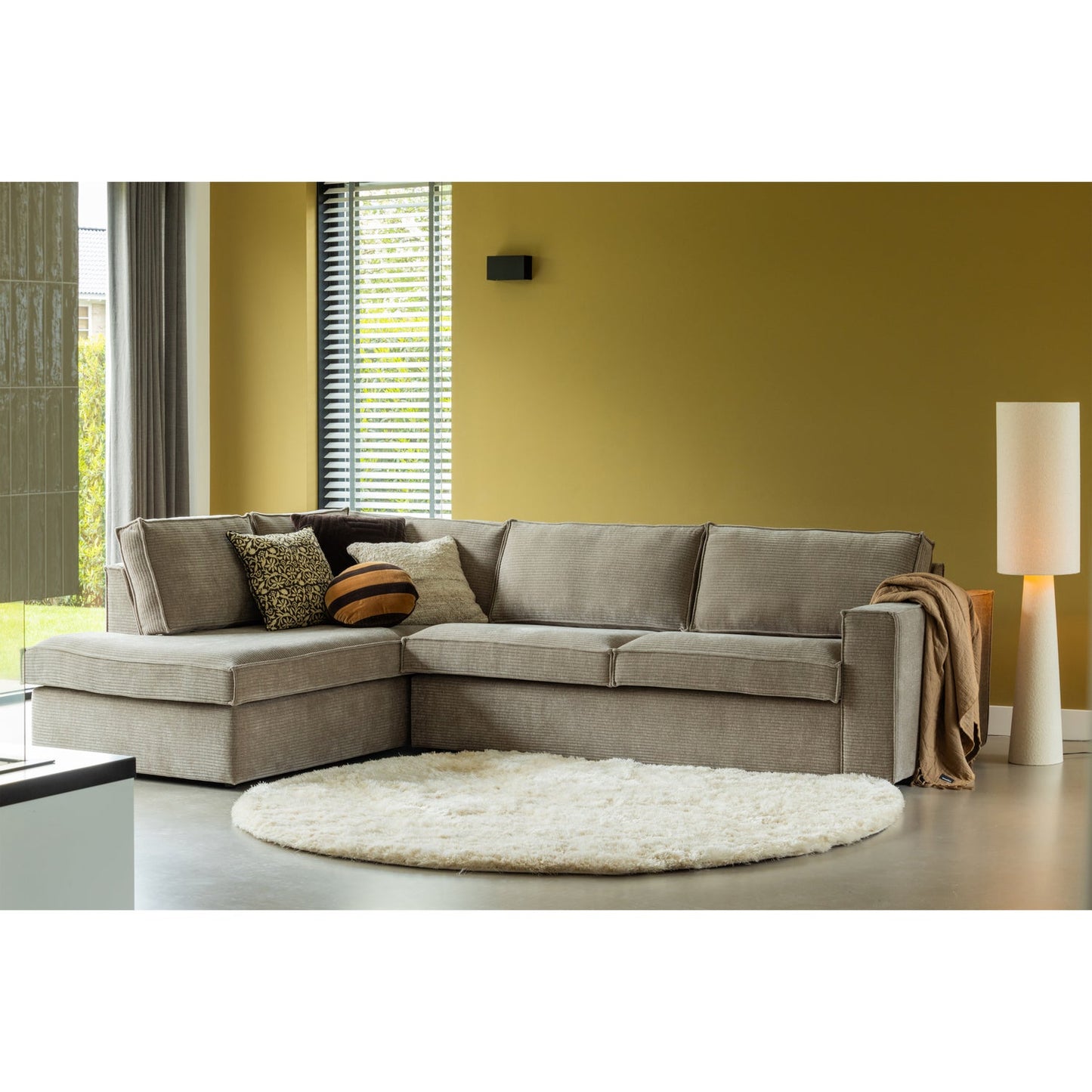 Loft vloerlamp metaal/boucle naturel 130xo30cm