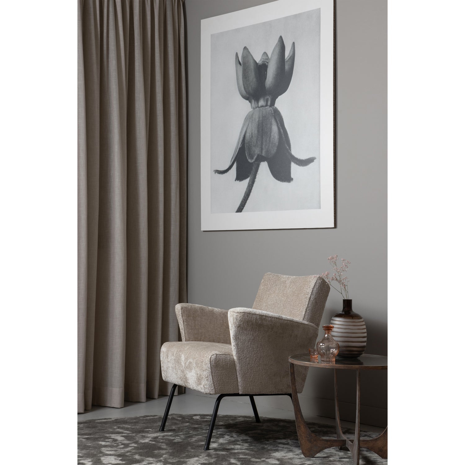Muse fauteuil grof geweven stof naturel