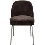 Vogue eetkamerstoel 3d chenille donkerbruin chrome poot