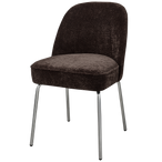Vogue eetkamerstoel 3d chenille donkerbruin chrome poot