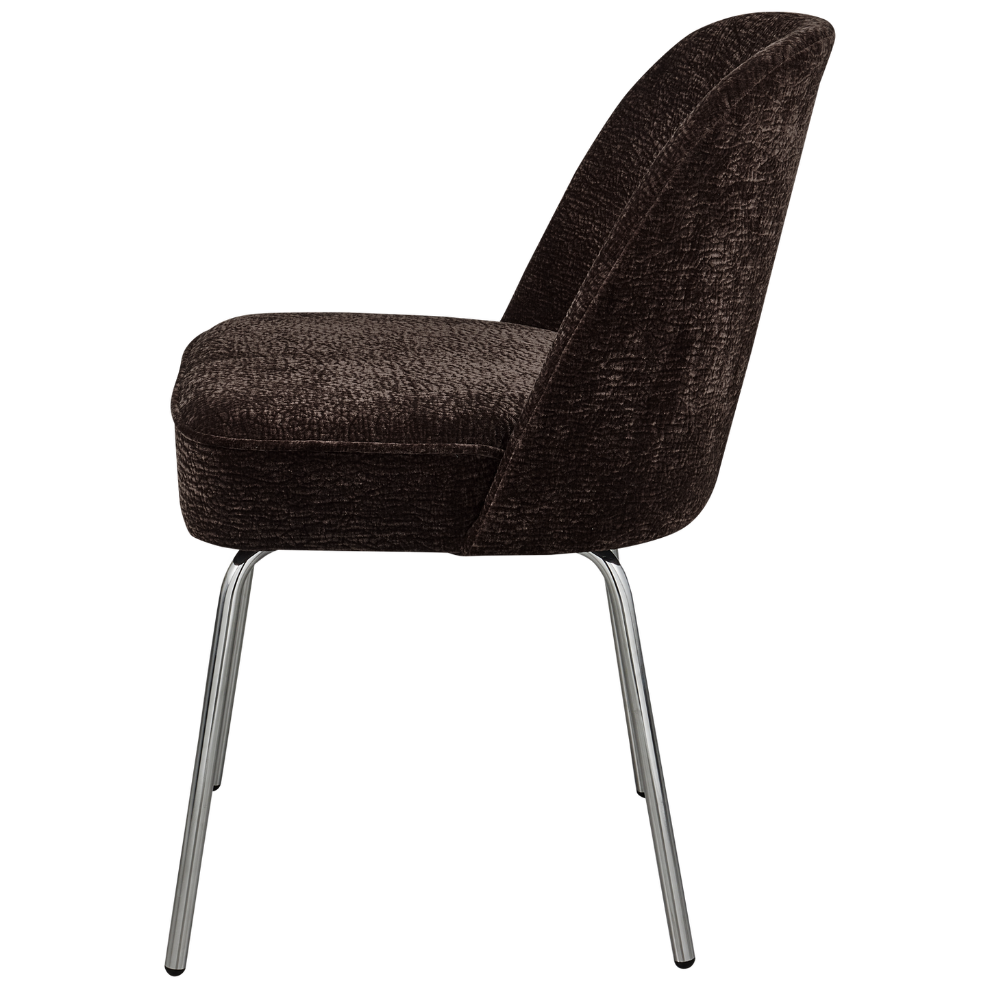 Vogue eetkamerstoel 3d chenille donkerbruin chrome poot