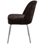 Vogue eetkamerstoel 3d chenille donkerbruin chrome poot