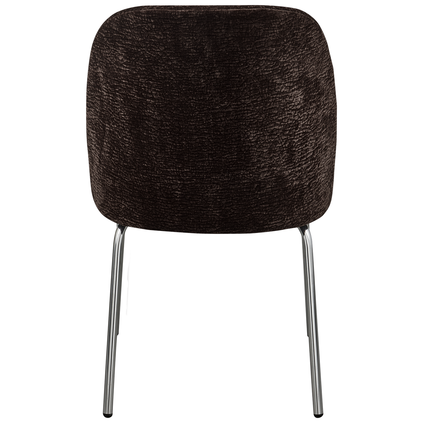 Vogue eetkamerstoel 3d chenille donkerbruin chrome poot