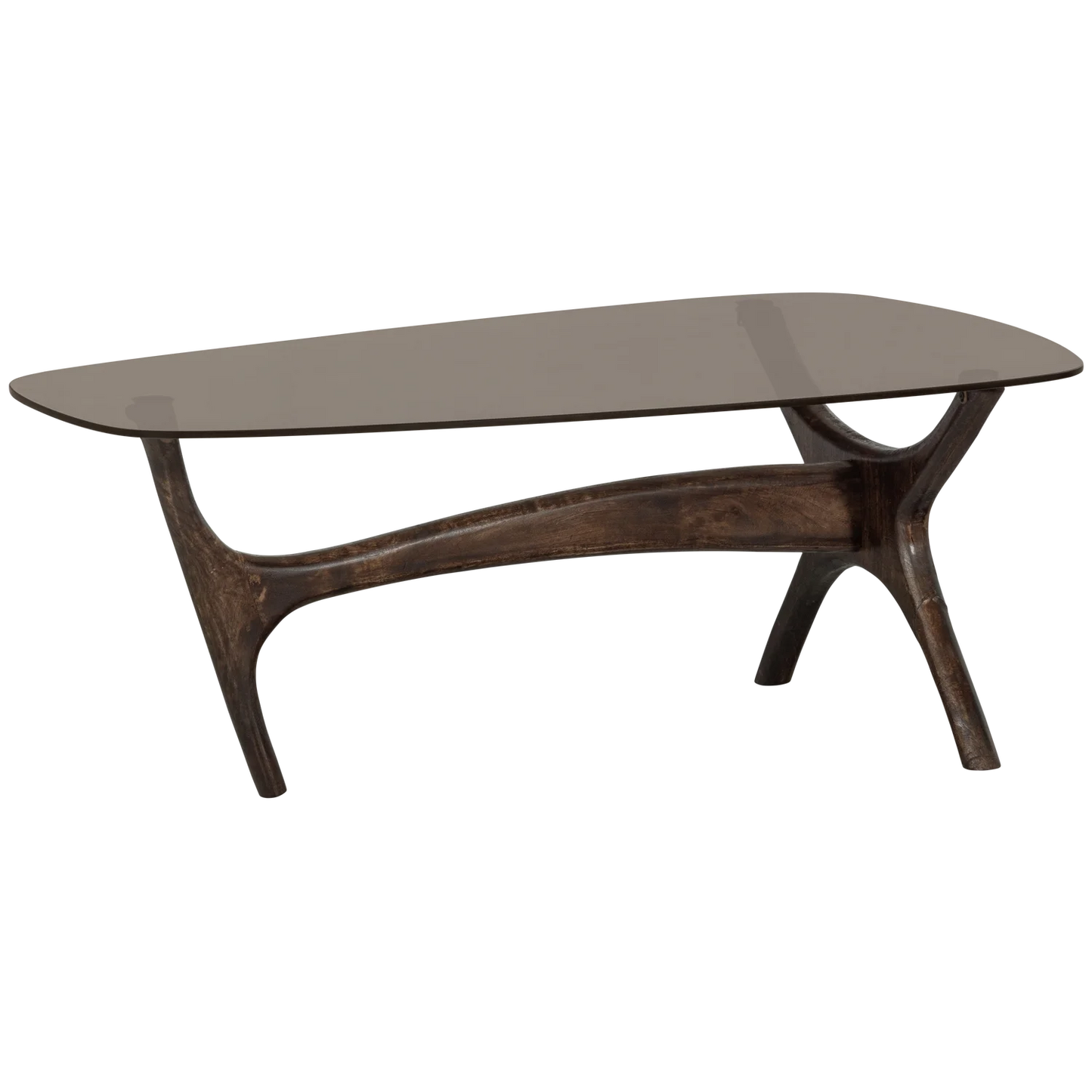 Flash salontafel mango hout/glas walnoot