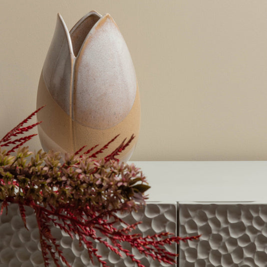 Toulipa tulpvormige vaas keramiek naturel