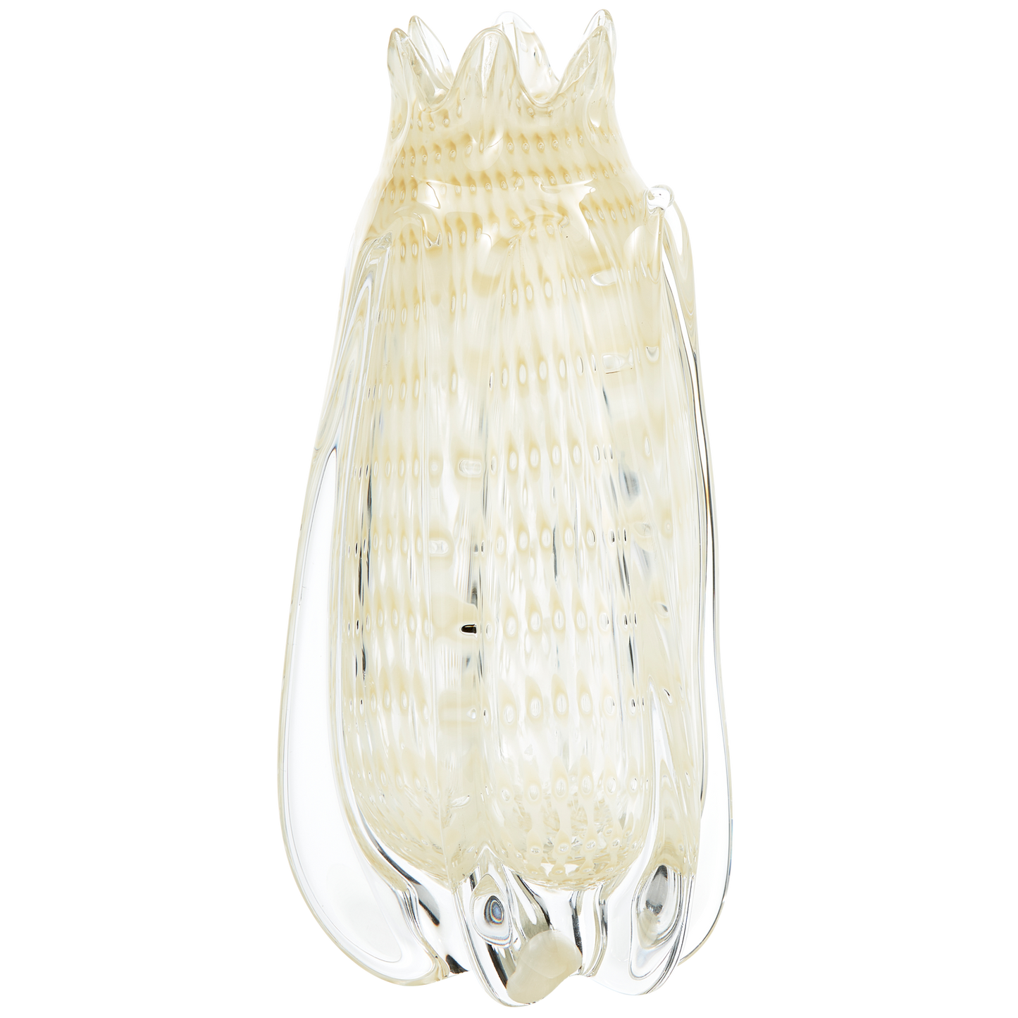 Crown handgevormde vaas glas off white 30x12cm