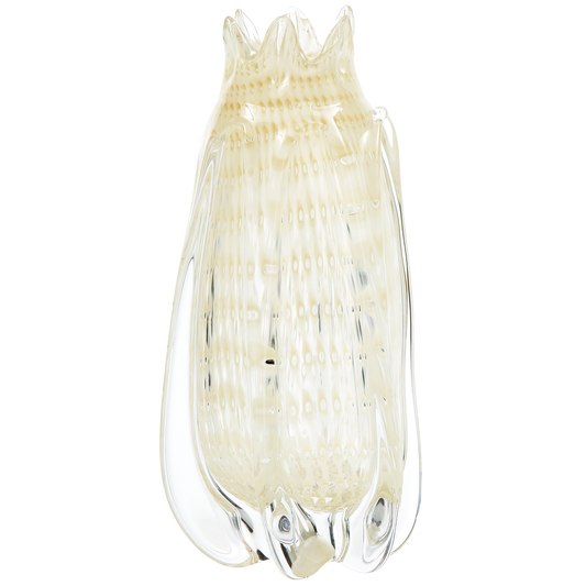 Crown handgevormde vaas glas off white 30x12cm