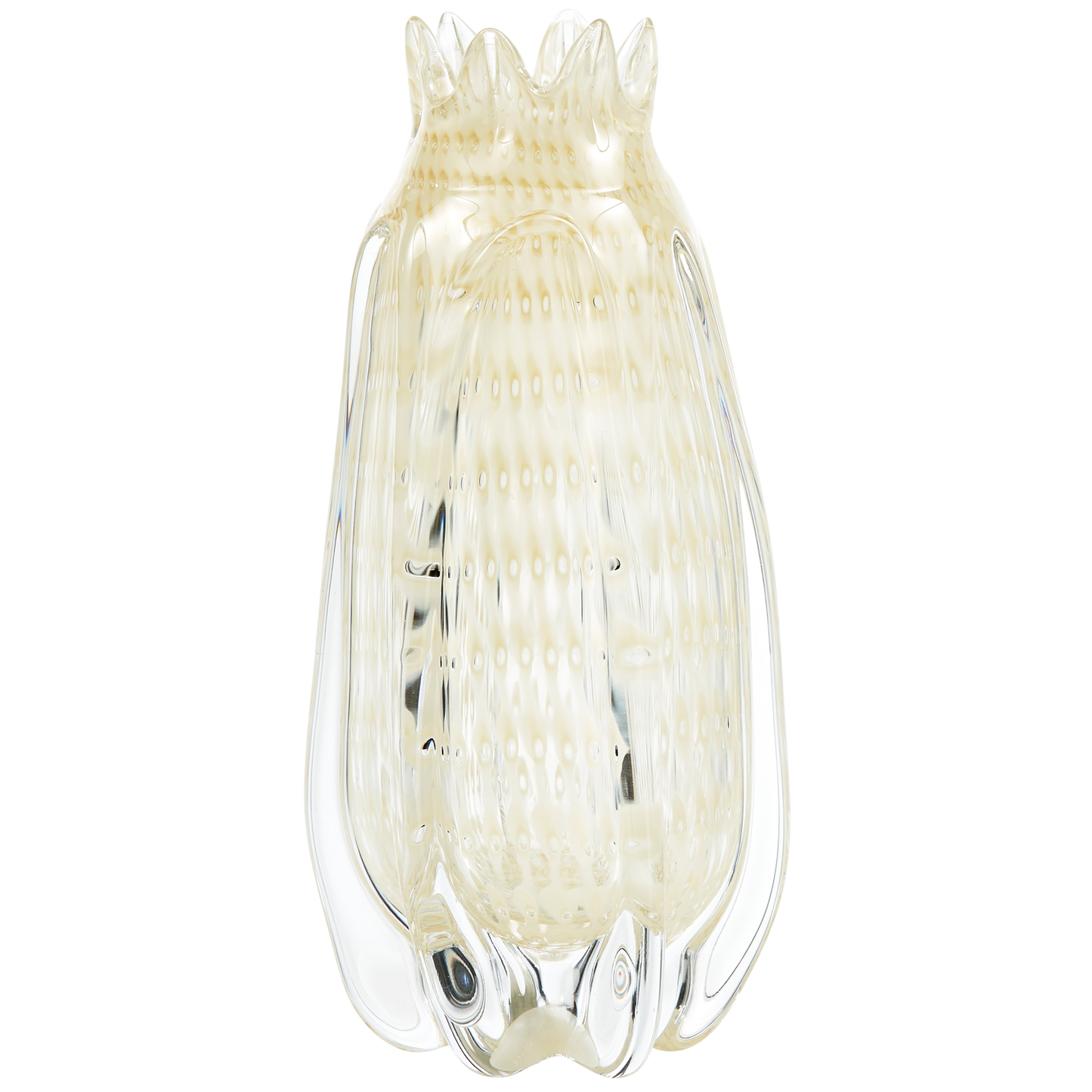 Crown handgevormde vaas glas off white 30x12cm