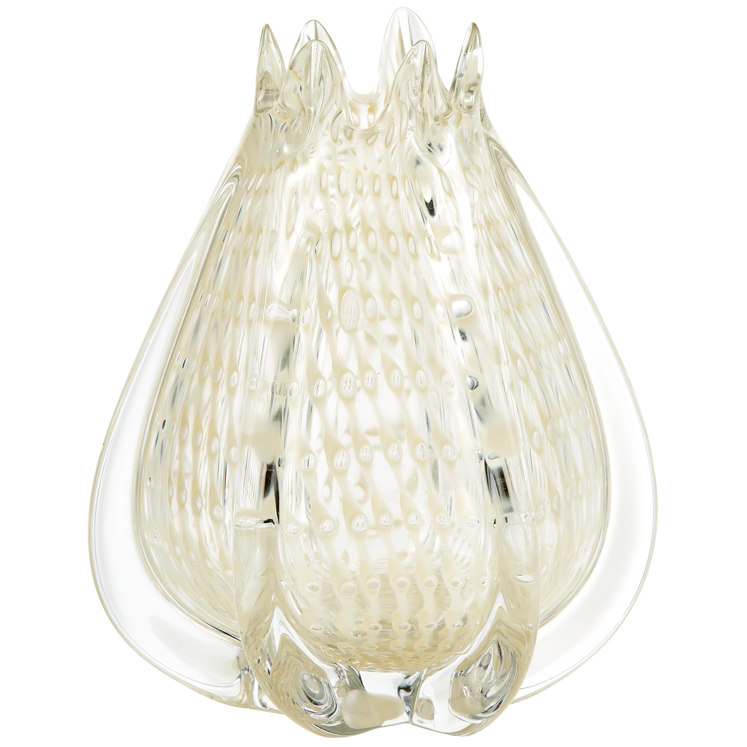 Crown handgevormde vaas glass of white 24x18cm