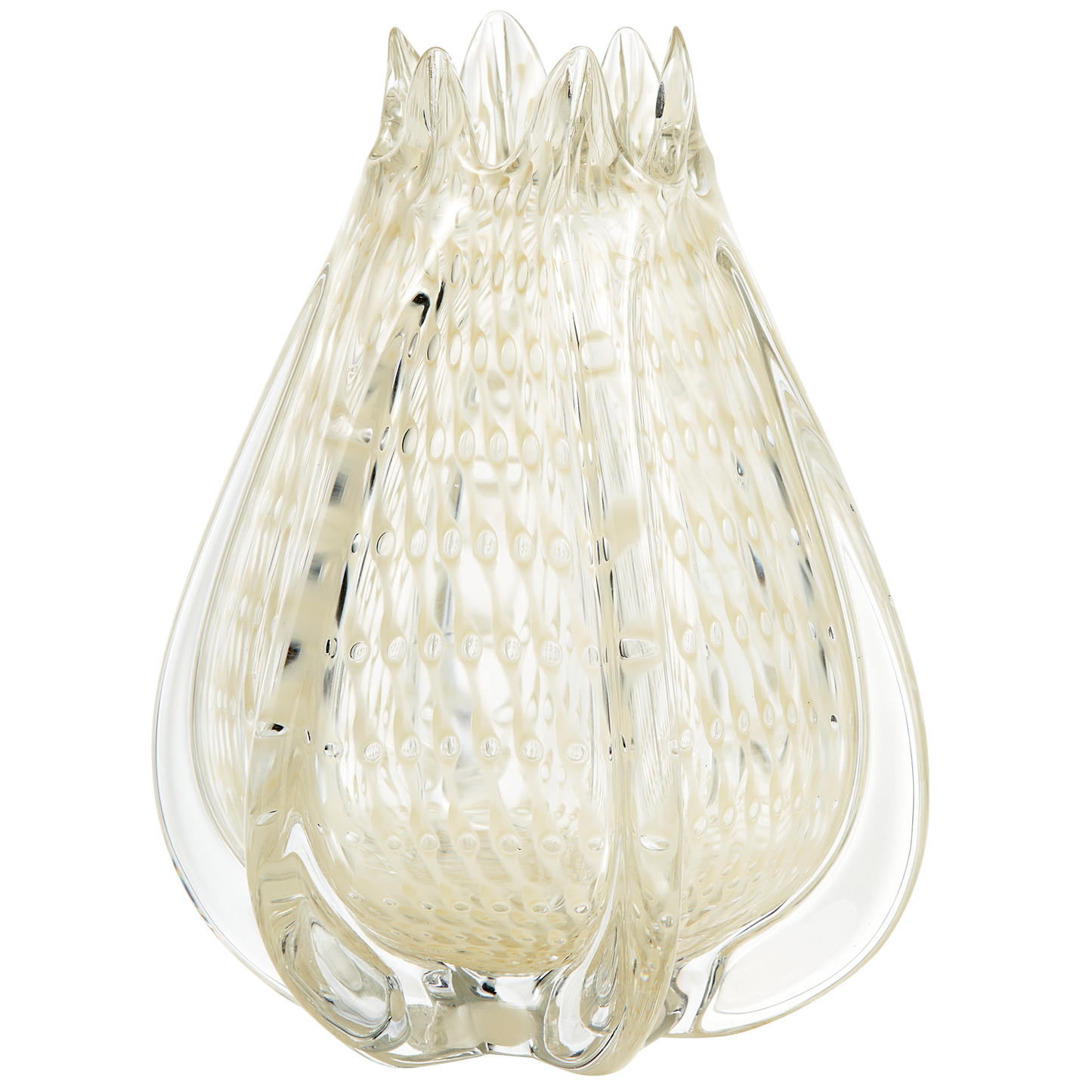 Crown handgevormde vaas glass of white 24x18cm