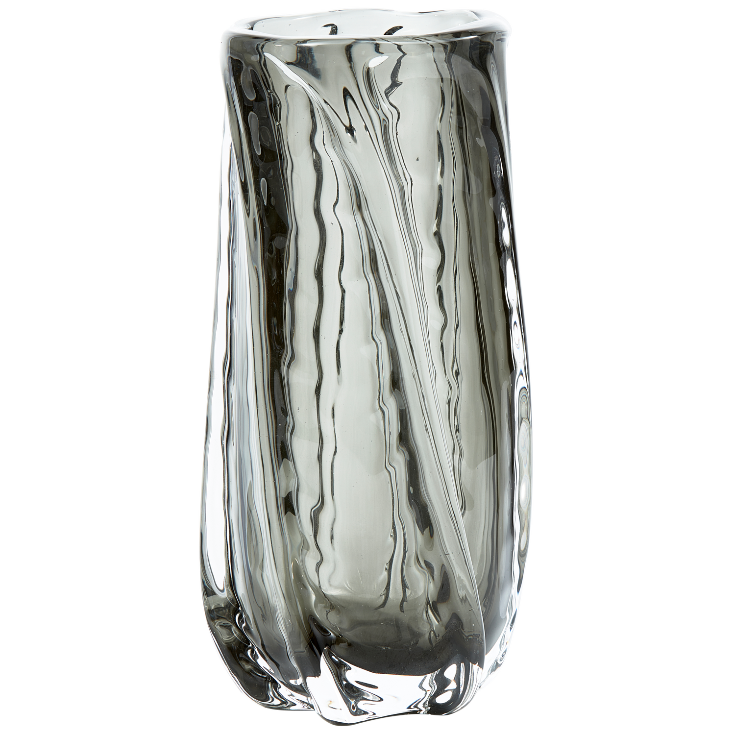 Paragon handgevormde vaas glas antractiet 27x12cm