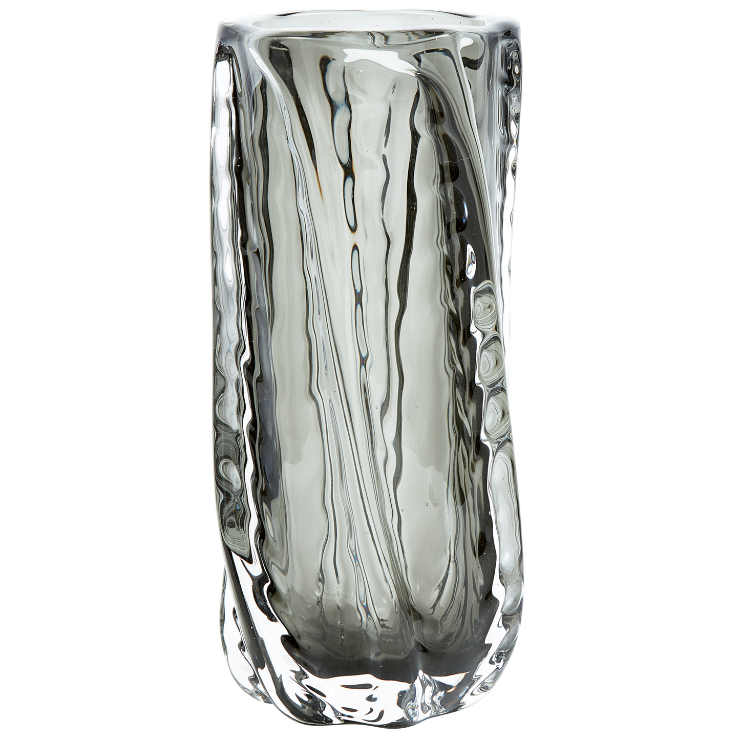 Paragon handgevormde vaas glas antractiet 27x12cm