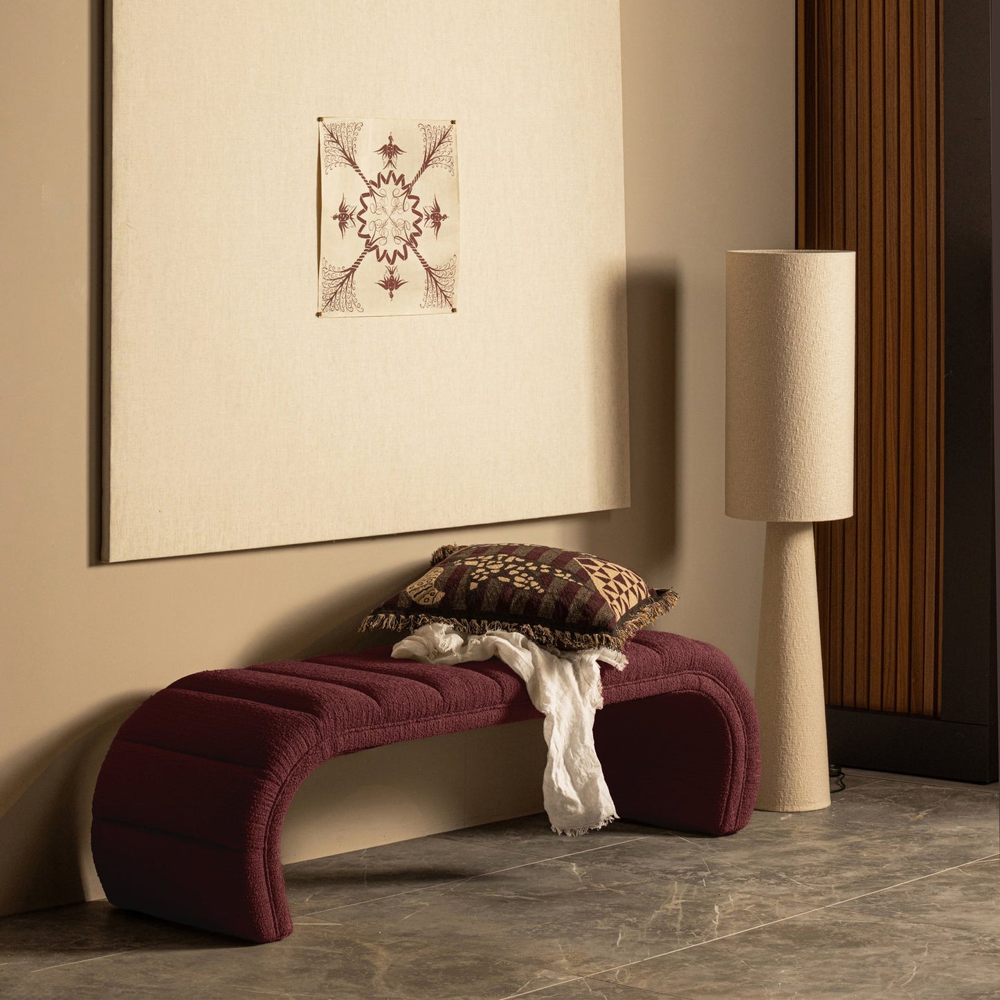 Loft tafellamp metaal/boucle naturel 90xo22 cm