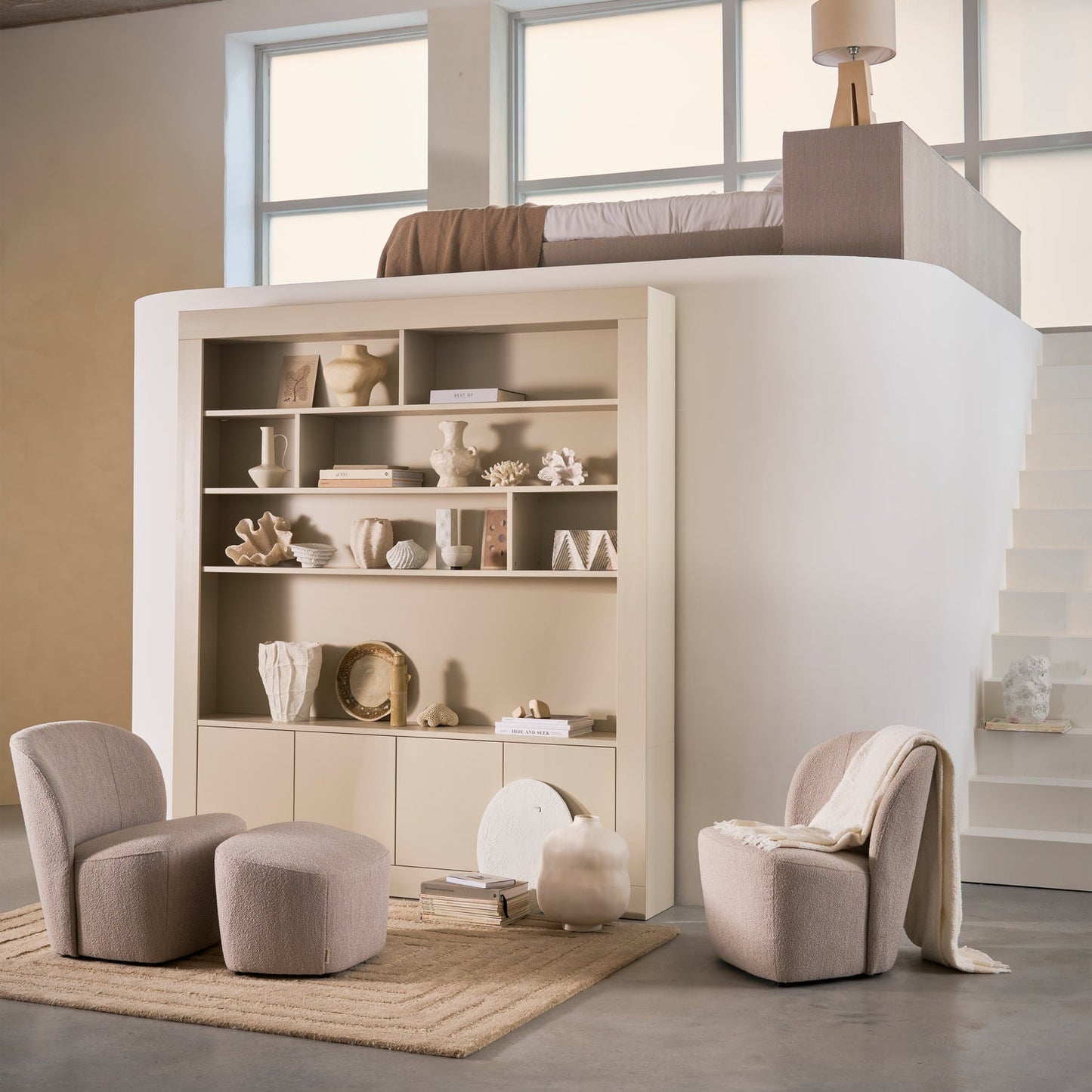 Lofty fauteuil boucle grijs