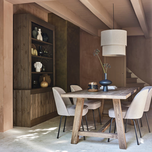 Vogue eetkamerstoel geweven stof zand