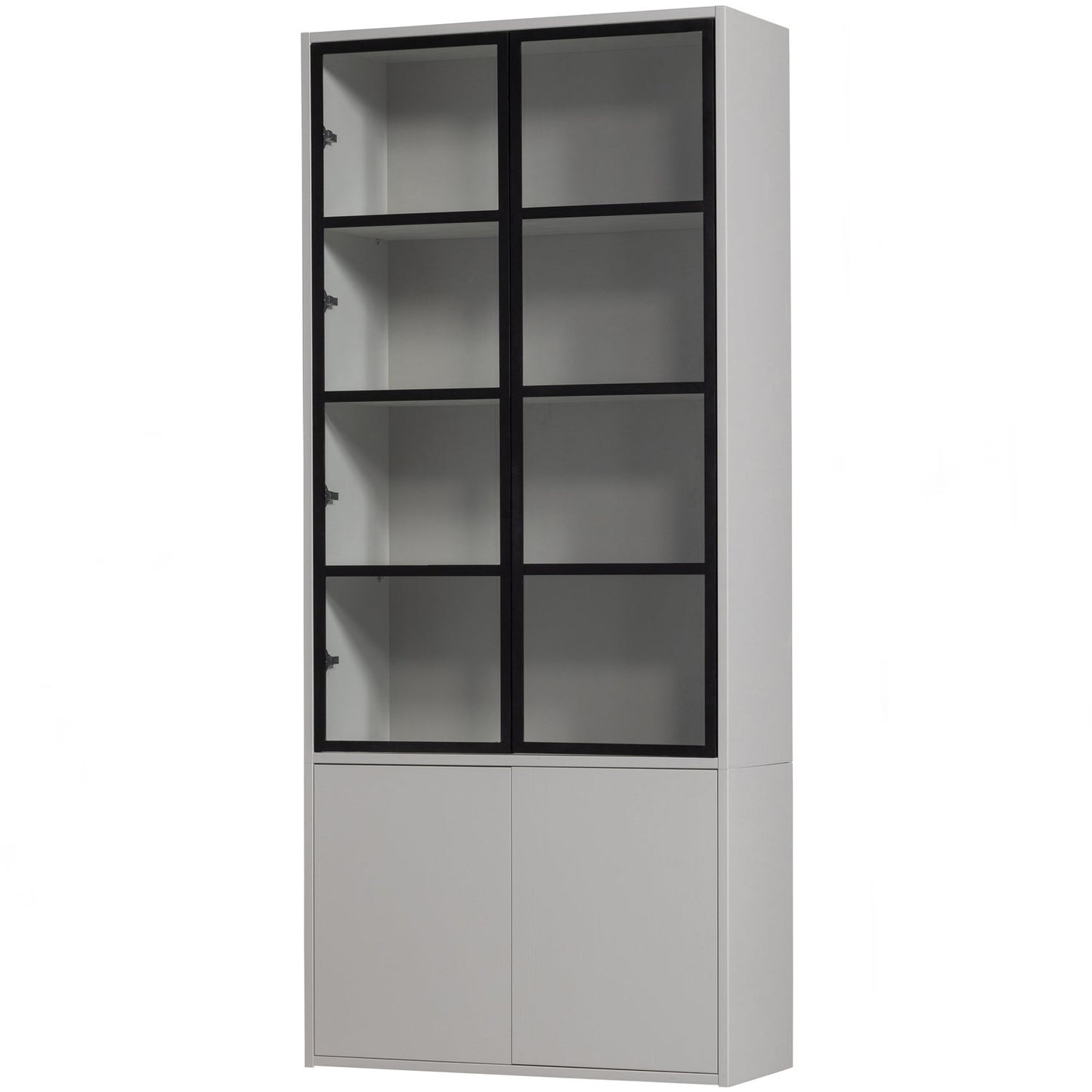 Basic 4-drs vitrinekast grenen mist [fsc]