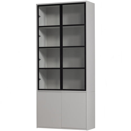 Basic 4-drs vitrinekast grenen mist [fsc]