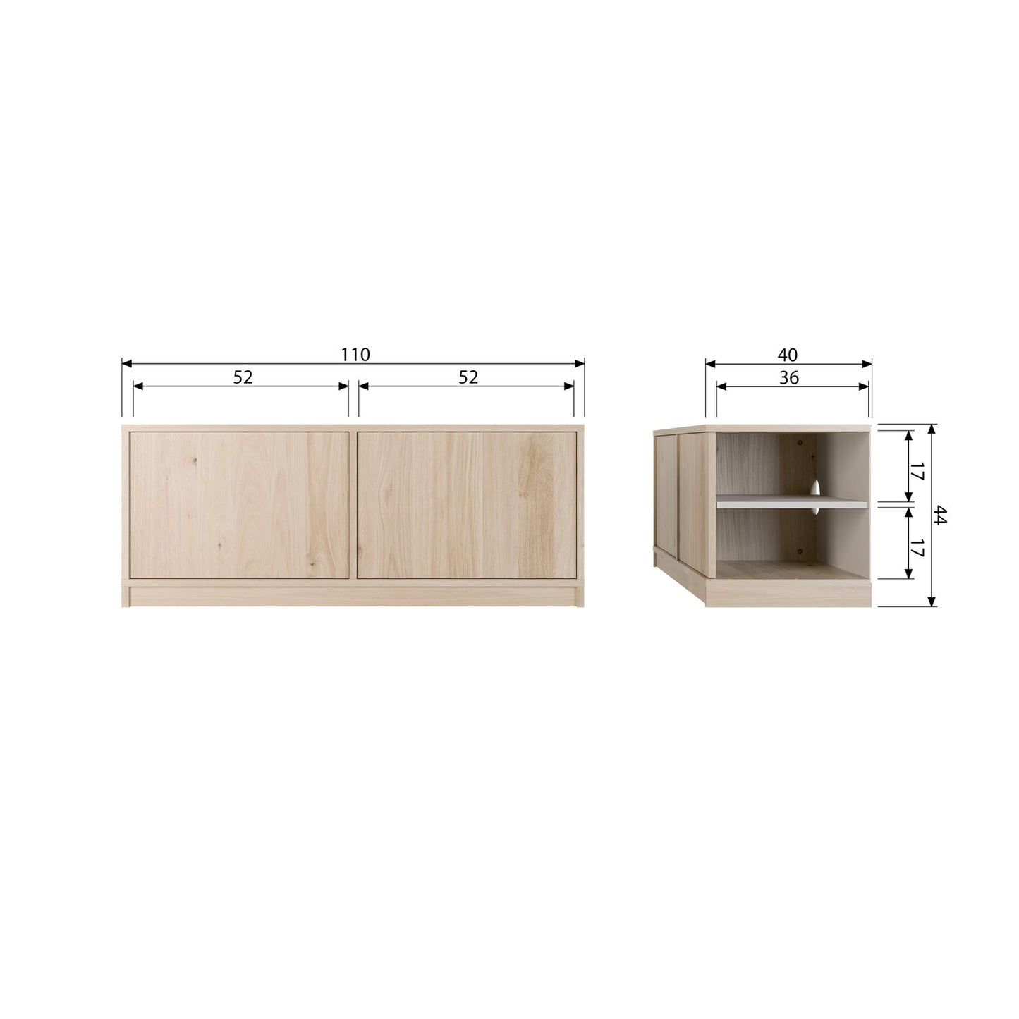Modulair onderkast 110cm eiken naturel mat [fsc]