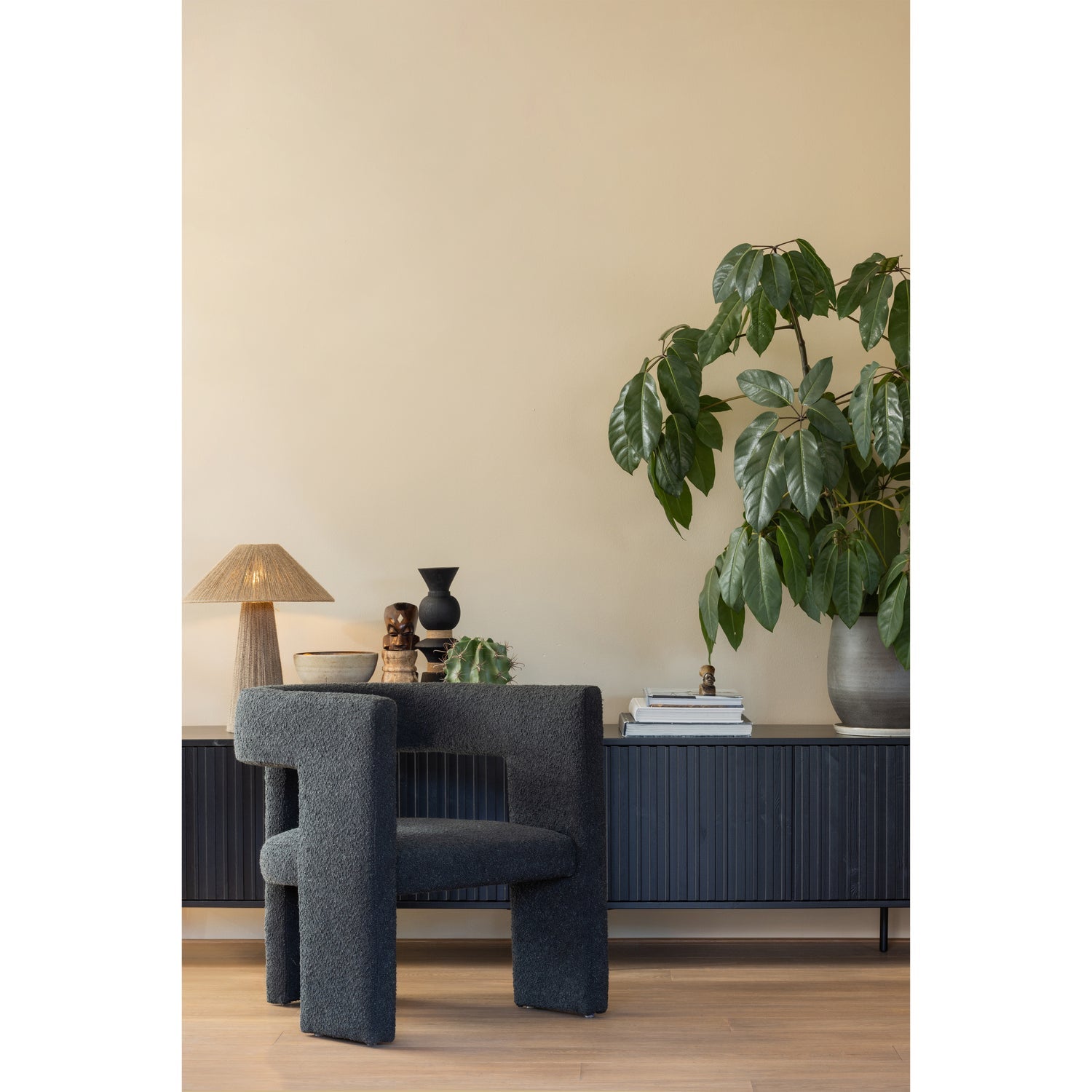 Tiwa fauteuil boucle donkergrijs