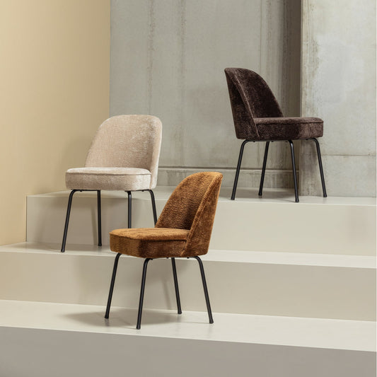 Vogue eetkamerstoel 3d chenille zand