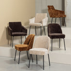 Vogue eetkamerstoel 3d chenille zand