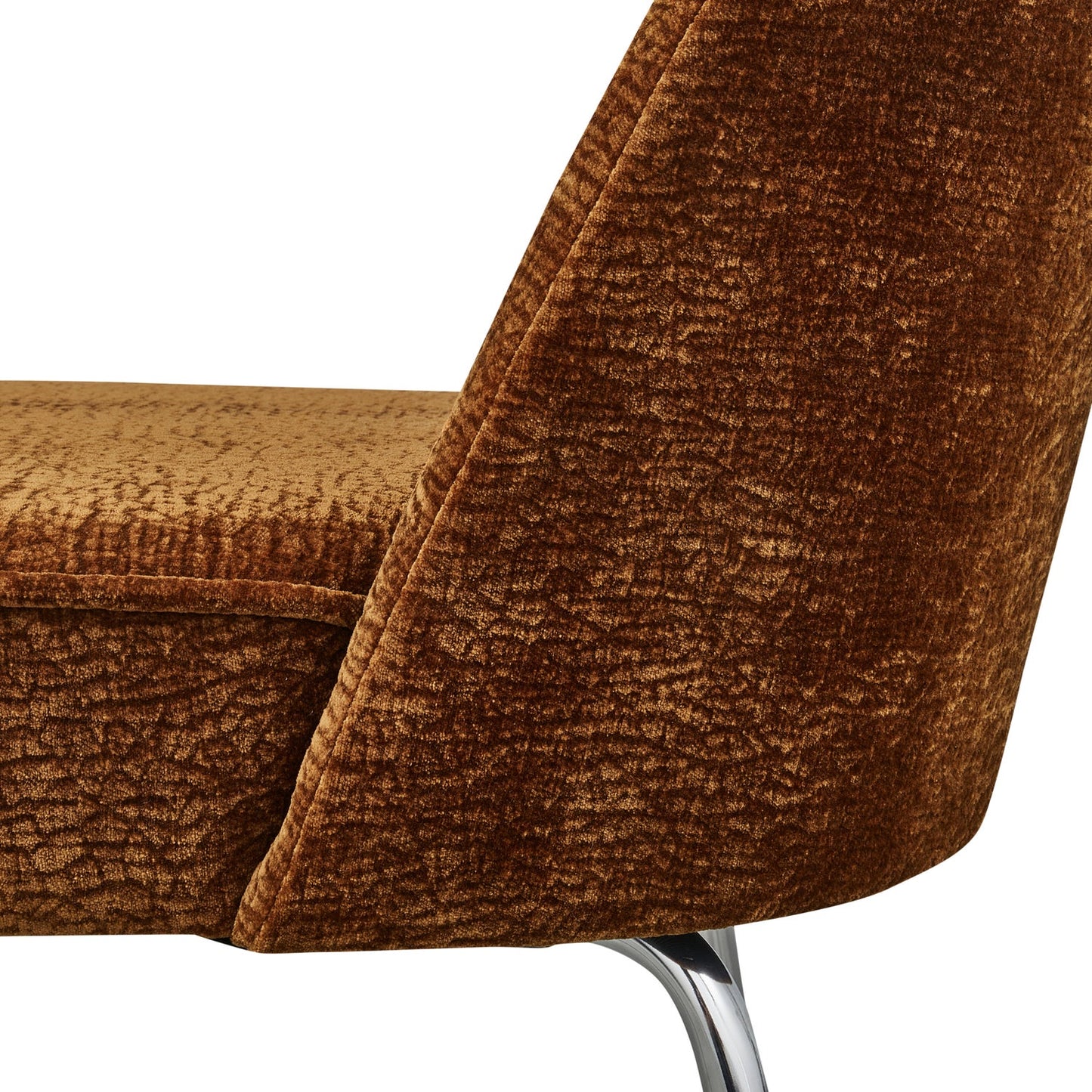 Vogue eetkamerstoel 3d chenille middenbruin chrome poot