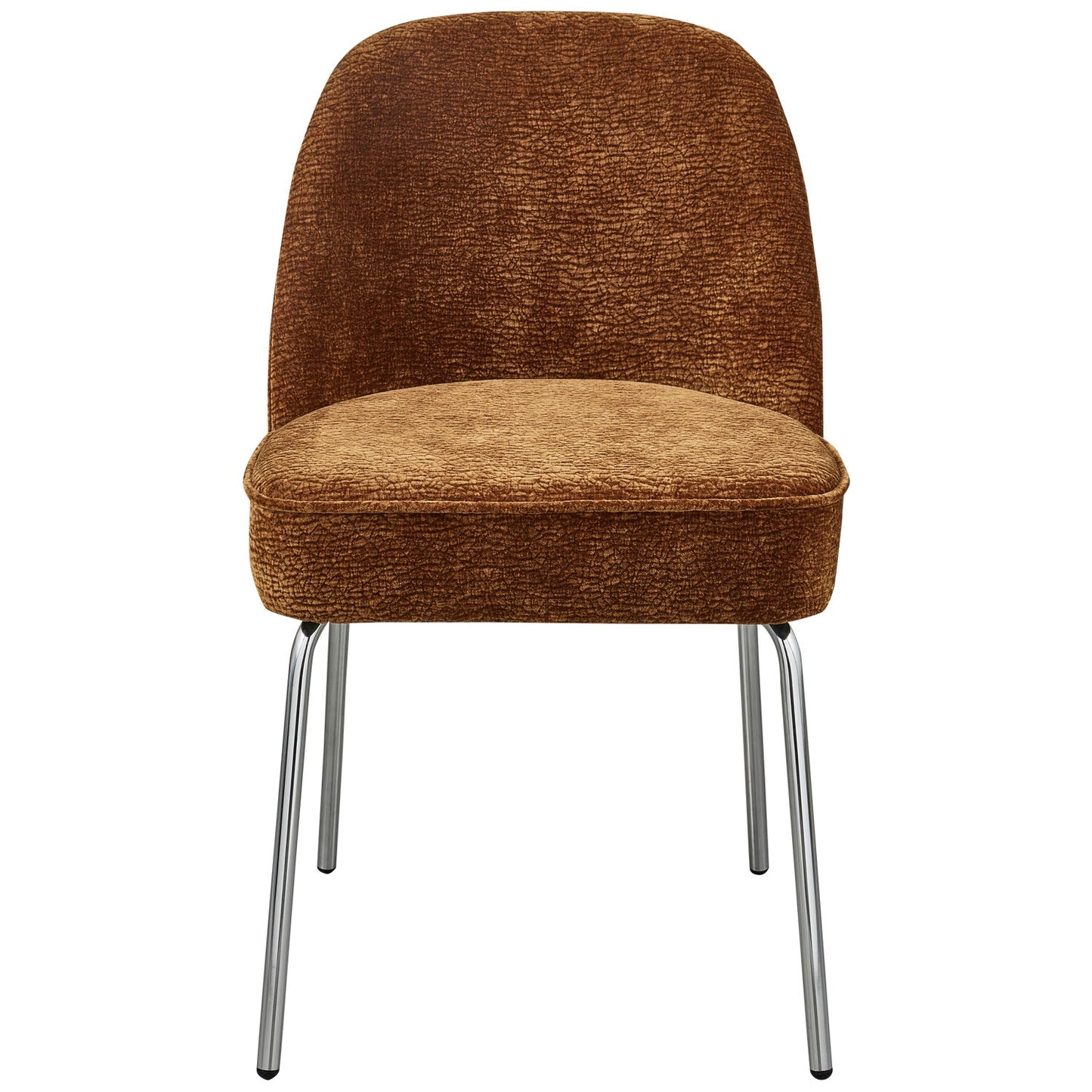 Vogue eetkamerstoel 3d chenille middenbruin chrome poot