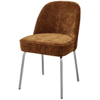 Vogue eetkamerstoel 3d chenille middenbruin chrome poot