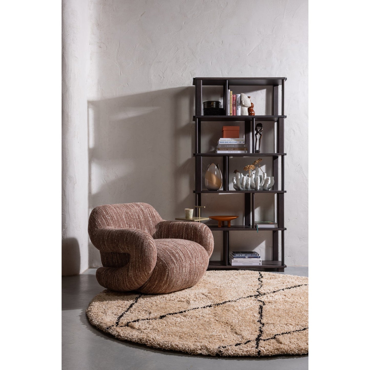 Folke fauteuil chenille oudroze melange