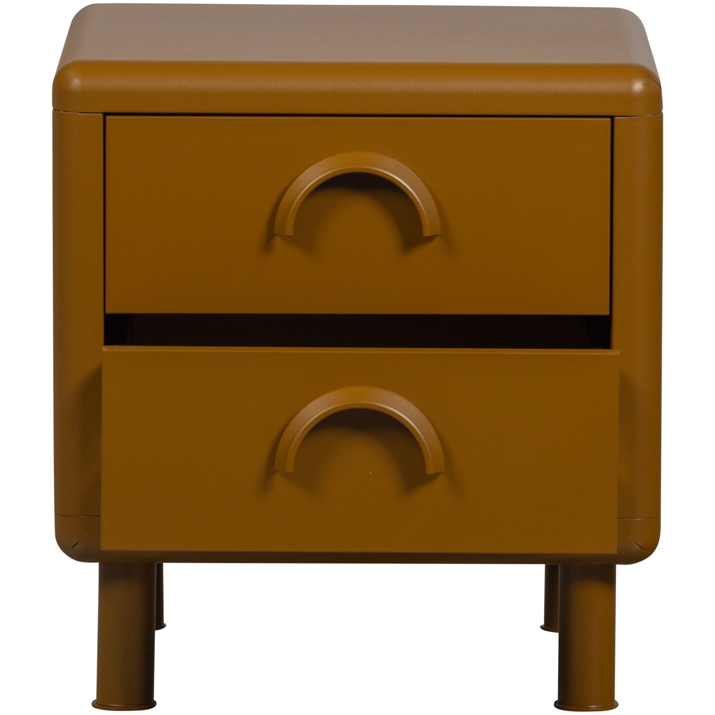 Rune ladekast/nachtkastje 2 lades metaal honinggeel