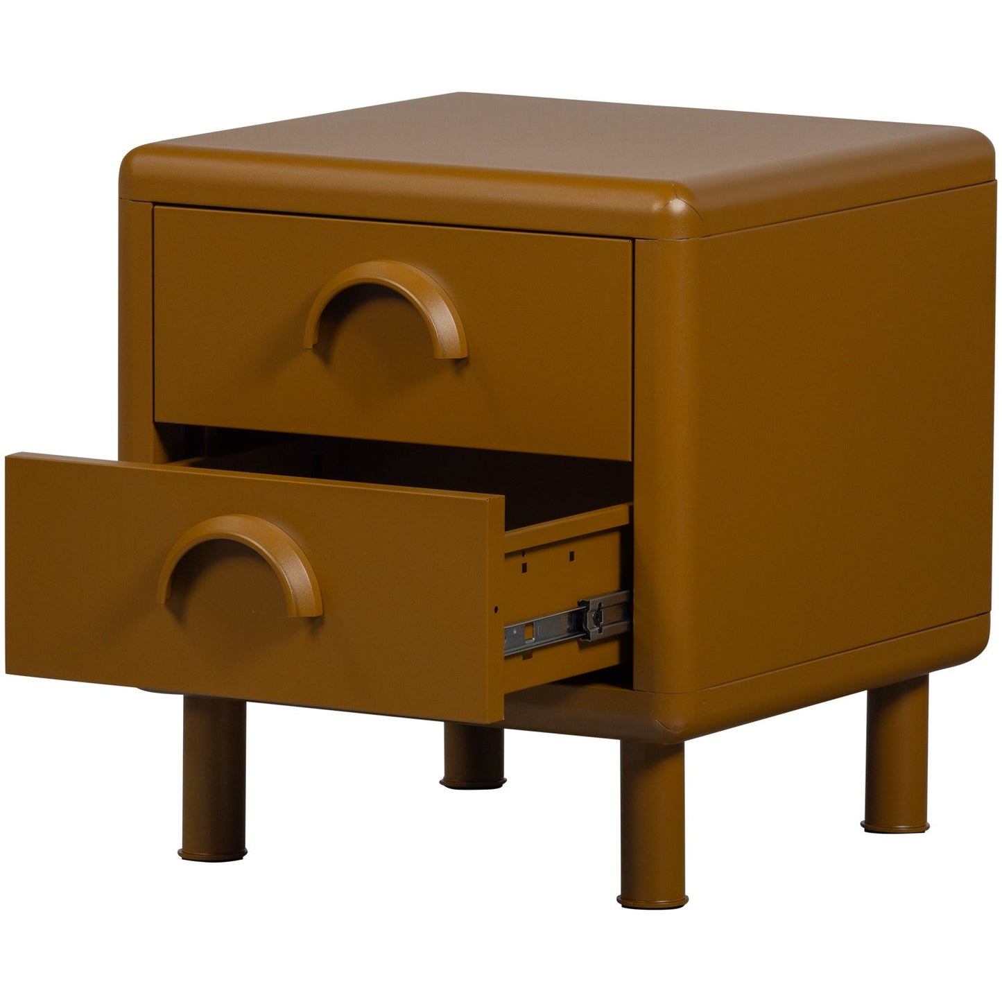 Rune ladekast/nachtkastje 2 lades metaal honinggeel